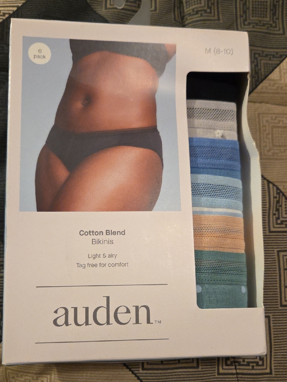 Auden Cotton Blend Bikini Set Of 6 in Blue, Green, Tan, Gray, Size M8-10
